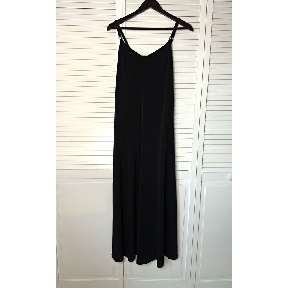 Calvin Klein Women's 8 Black Maxi Slip Dress Spaghetti Strap Back Zip Casual LBD